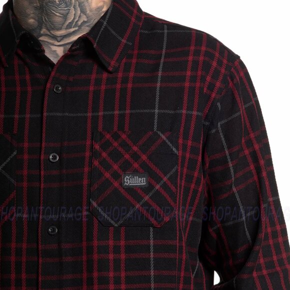 Sullen Art Collective Gridlock SCM6054 Long Sleeve Button Up Flannel Men`s Shirt - Picture 5 of 7